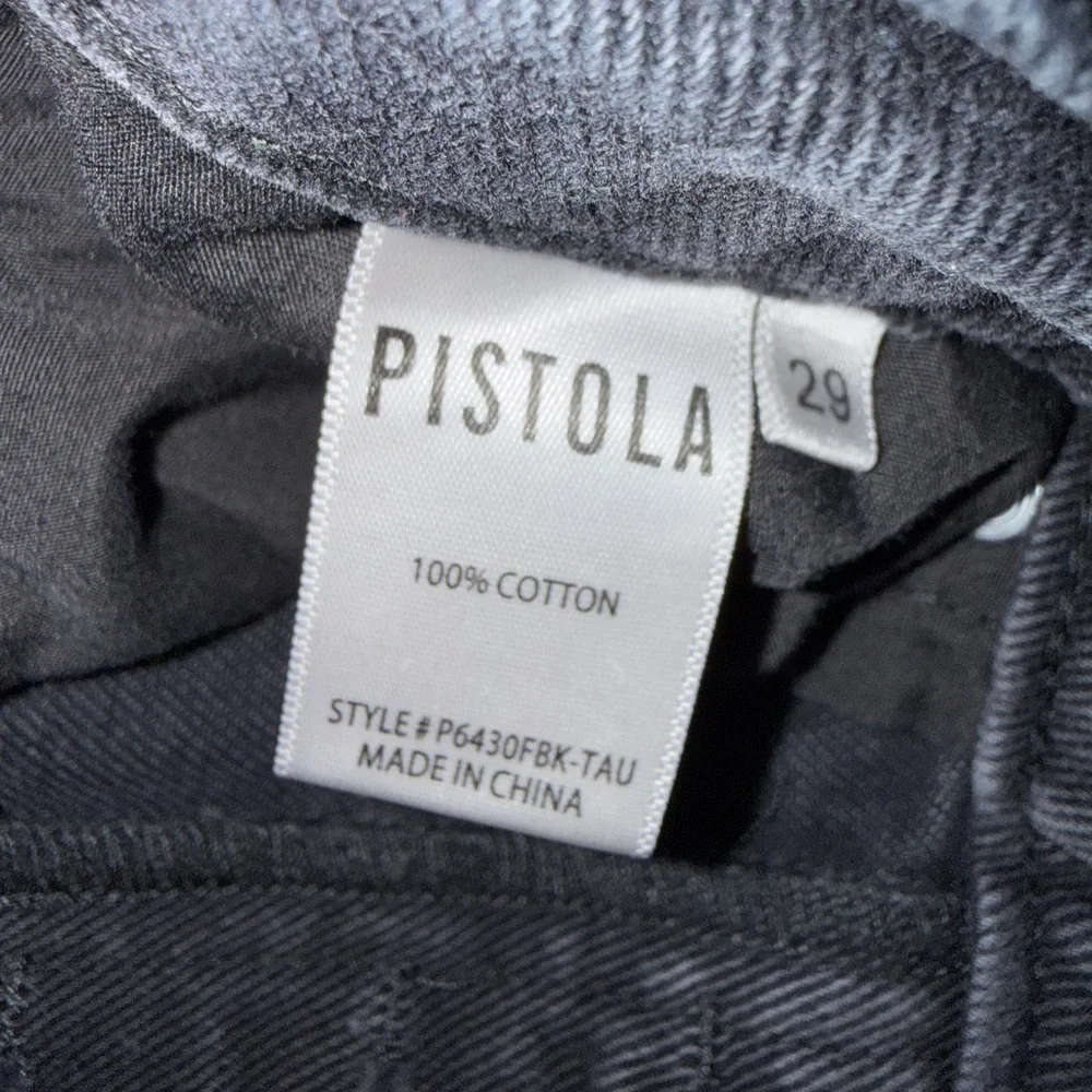 Pistola Size 29 Womens Jeans Black Wide Leg High Rise button fly distressed knee